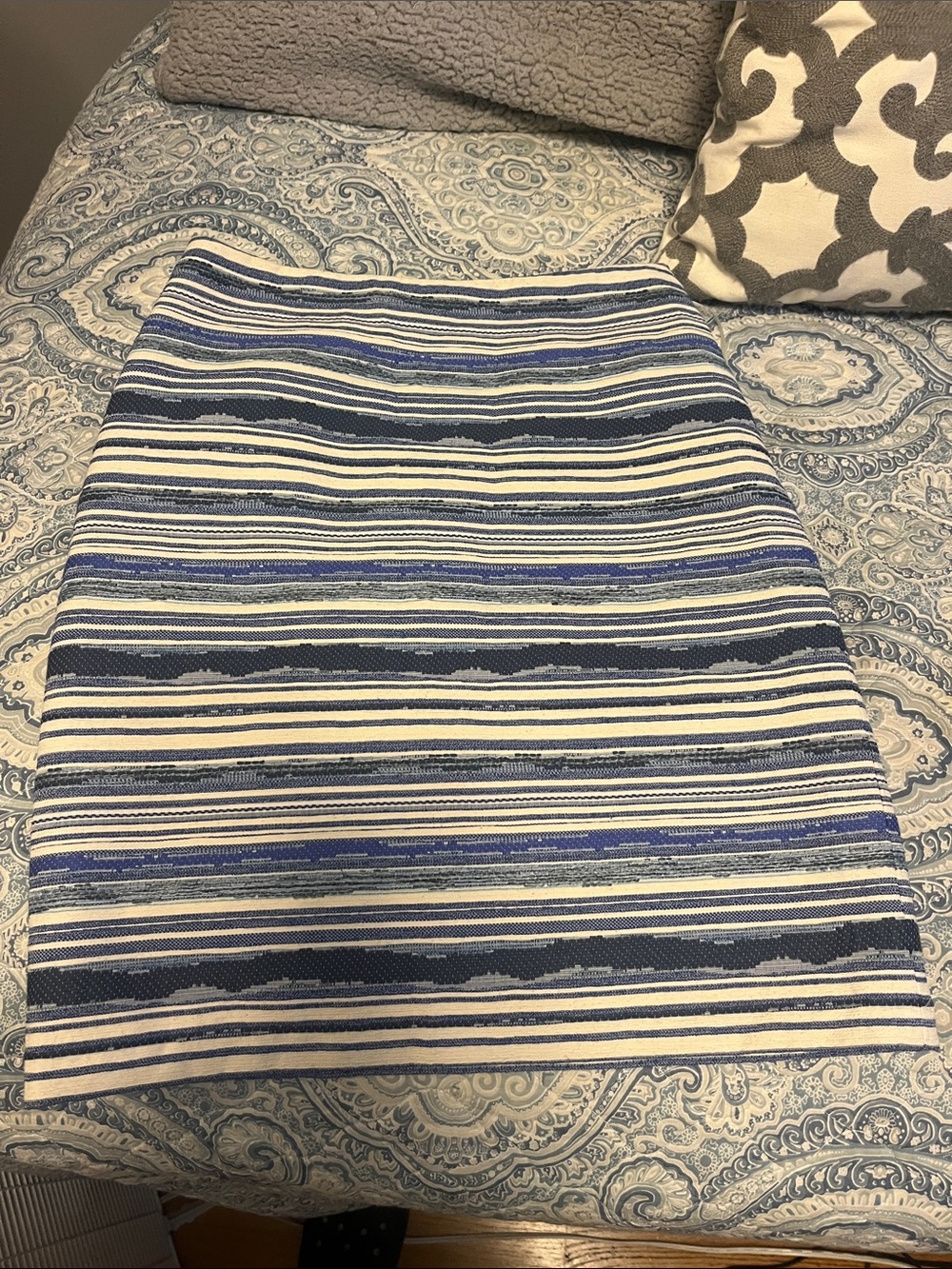Striped Blue and White Pencil Skirt — Classic Tailored Fit